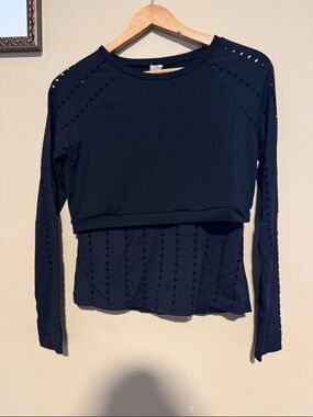 Fabletics Women's Black Layered Long-Sleeve Top